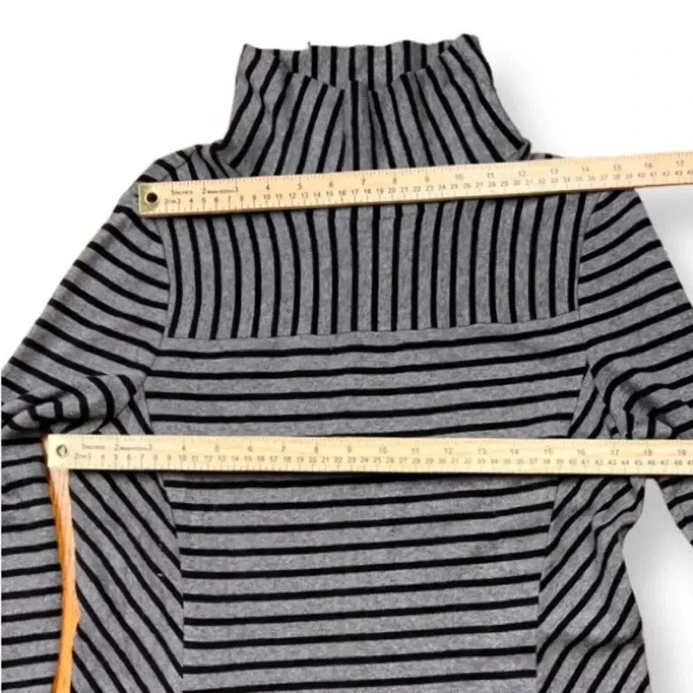 Tory Burch Gray Black Striped Mock Neck Long Sleeve Sweater Dress 30142482